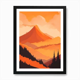 Misty Mountains Vertical Composition In Orange Tone 55 Art Print