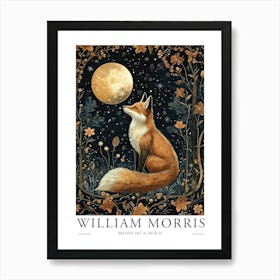 William Morris Night Fox Print Morris Museum Poster Morris Exhibition Poster Painting Fox Art Print