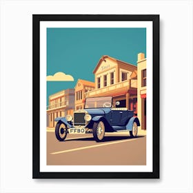 A Ford Model T Car In Route 66 Flat Illustration 4 Art Print