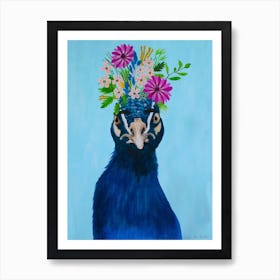 Frida Kahlo Peacock Blue & Navy 1 Art Print