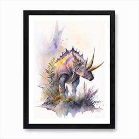 Styracosaurus Watercolour Dinosaur Art Print