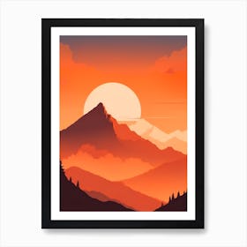 Misty Mountains Vertical Composition In Orange Tone 209 Art Print