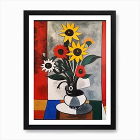 Daisies With A Cat 1 Surreal Joan Miro Style  Art Print