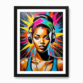 Graffiti Mural Of Beautiful Hip Hop Girl 58 Art Print