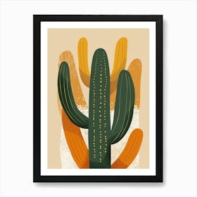 Melocactus Cactus Minimalist Abstract Illustration 2 Art Print