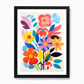 Whimsical Flower Ballet; Henri Matisse Style Colorful Flower Market Art Print