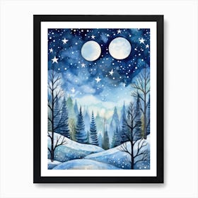 Snowy Winter Landscape Art Print