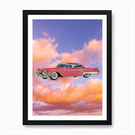 Pink Cadillac Cotton Candy Skies  Art Print
