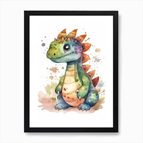 Stegoceras Cute Dinosaur Watercolour 3 Art Print