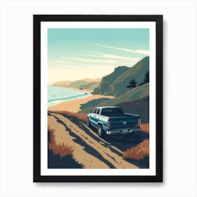 A Chevrolet Silverado In The Pacific Coast Highway Car Illustration 4 Art Print