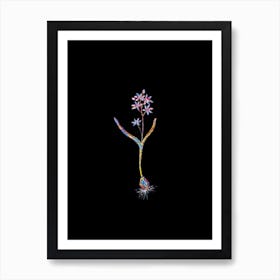 Stained Glass Alpine Squill Mosaic Botanical Illustration on Black n.0113 Art Print