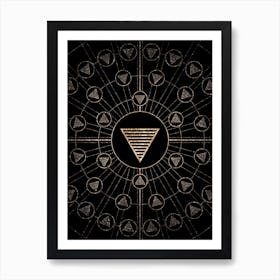 Geometric Glyph Radial Array in Glitter Gold on Black n.0216 Art Print