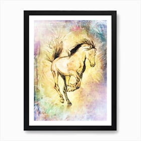 Horse Drawing Art Illustration In A Photomontage Style 54 Art Print