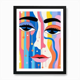 Abstract Pop Art Geometric Colourful Face 7 Art Print