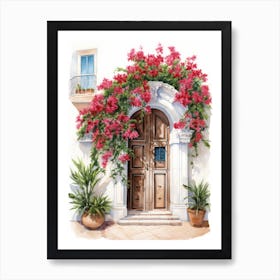 Bari, Italy   Mediterranean Doors Watercolour Painting 2 Art Print