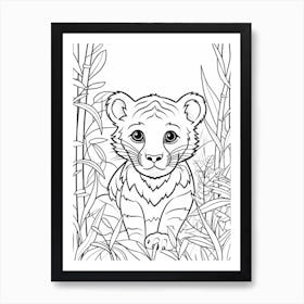 Line Art Jungle Animal Sumatran Tiger 1 Art Print