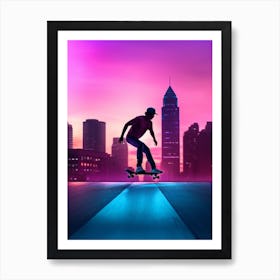 Skateboarding In Philadelphia, United States Futuristic 4 Poster