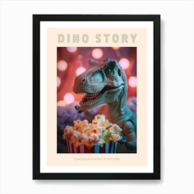 Pastel Toy Dinosaur Eating Popcorn 2 Poster Art Print