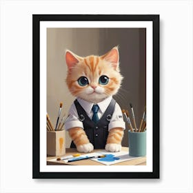 Cute Cat In A Suit Architect Poster