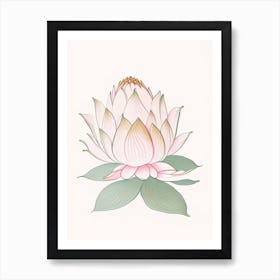 Lotus Flower Pattern Pencil Illustration 6 Art Print