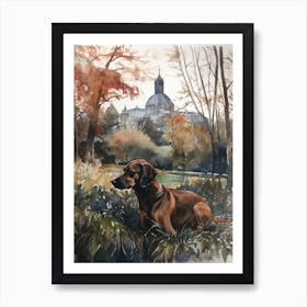 Painting Of A Dog In Kew Gardens, United Kingdom In The Style Of Watercolour 03 Art Print