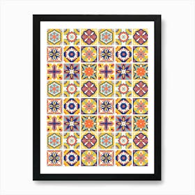 Azulejo - vector tiles, Portuguese tiles, Mexican Tile Pattern 2 Art Print