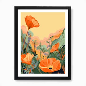 Boho Wildflower Painting California Poppy 2 Art Print