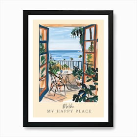 My Happy Place Malibu 3 Travel Poster Art Print