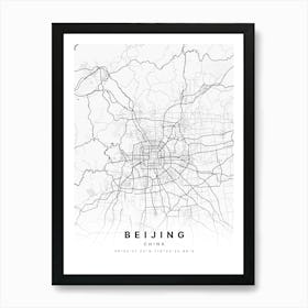 Beijing China White Map Art Print