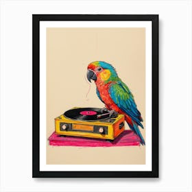 Parrot On A Turntable Art Print