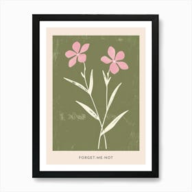 Pink & Green Forget Me Not 3 Flower Poster Art Print