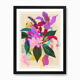 Fuchsia 4 Neon Flower Collage Art Print