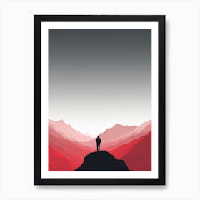 Man Standing On Top Of Mountain Art Print