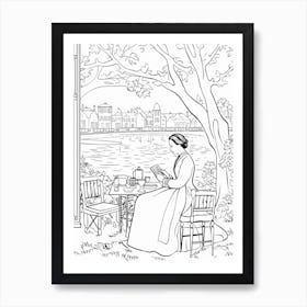 Line Art Inspired By A Sunday Afternoon On The Island Of La Grande Jatte 3 Art Print