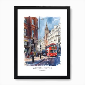 Westminster London Borough   Street Watercolour 4 Poster Art Print