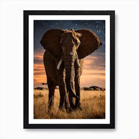 Elephant In The Night Sky Art Print