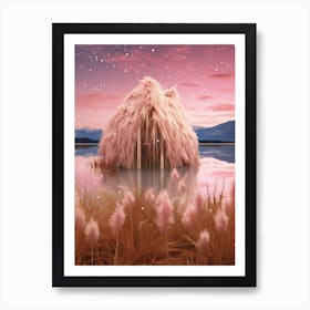 Cosmic yurt in a field - cosmic surrealism 1 Art Print