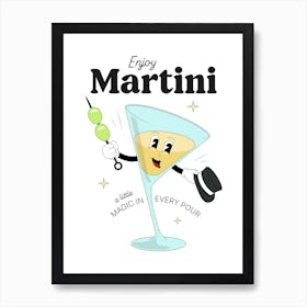 Martini retro cocktail print Art Print