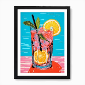 Pop Art Lemon Slice Cocktail 3 Art Print