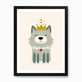 Little Timber Wolf 2 Wearing A Crown Art Print