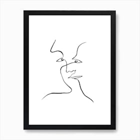 Minimal Intertwined Faces 2 Art Print