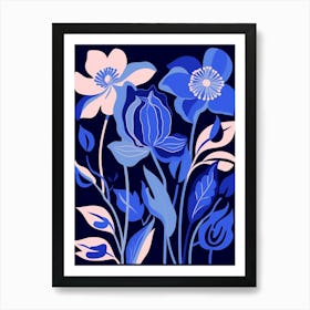 Blue Flower Illustration Hellebore 2 Art Print