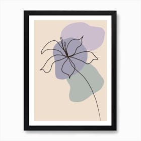 Minimalist Line Cala Lily Pastel Tones Art Print