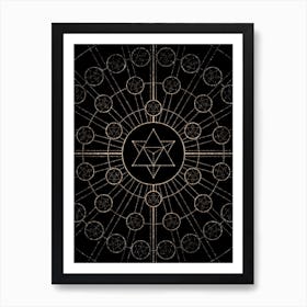 Geometric Glyph Radial Array in Glitter Gold on Black n.0001 Art Print