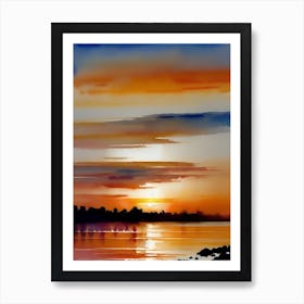 Sunset Over The Water Art Print