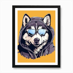 Husky Dog With Sunglasses Art Print