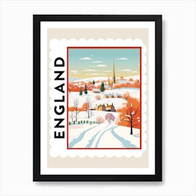 Retro Winter Stamp Poster Cotswolds United Kingdom 1 Art Print