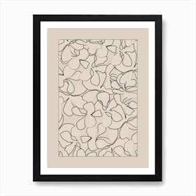 Floral Lines on Beige Art Print