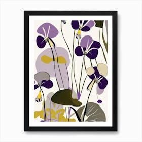 Marsh Violet Wildflower Modern Muted Colours 2 Art Print