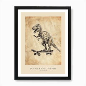 Utahraptor Vintage Dinosaur Poster Art Print